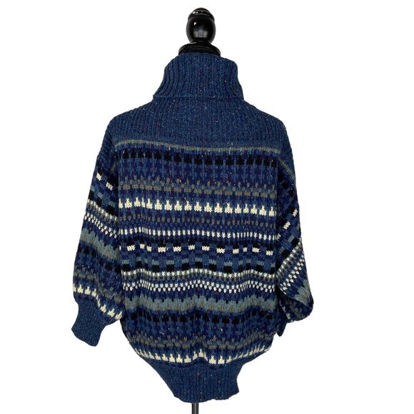 Vintage Oversized Patterned Turtleneck Dolman Sweater - Women's Size M - Picture 3 of 5